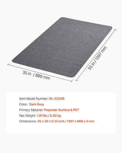 Chair Mat, 55 x 35-inch Office Chair Mat for Hard Floors, Floor Protector for Rolling Chairs, Polyester Surface, Non-Slip & Easy to Clean, Smooth Glide Under Desk Rug for Home Office (Dark Grey)