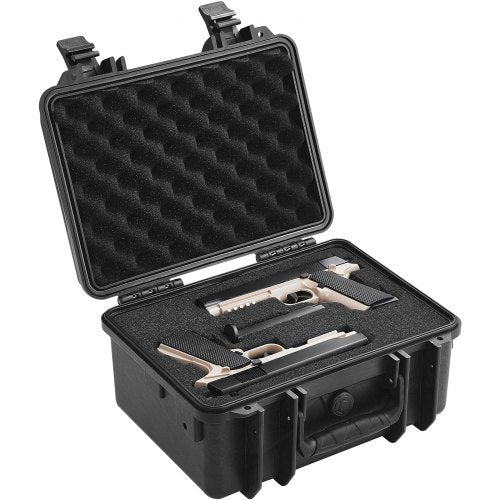 Hard Pistol Cases with Pre-cut PU Foam, Waterproof & Dustproof Hard Gun Case for 1 Pistol, 14.1×11.5×7.6 in Lockable Pistol Case, Black