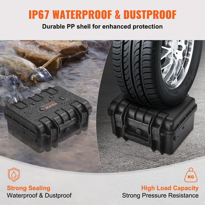 Hard Pistol Cases with Pre-cut PU Foam, Waterproof & Dustproof Hard Gun Case for 1 Pistol, 14.1×11.5×7.6 in Lockable Pistol Case, Black