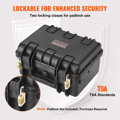 Hard Pistol Cases with Pre-cut PU Foam, Waterproof & Dustproof Hard Gun Case for 1 Pistol, 14.1×11.5×7.6 in Lockable Pistol Case, Black