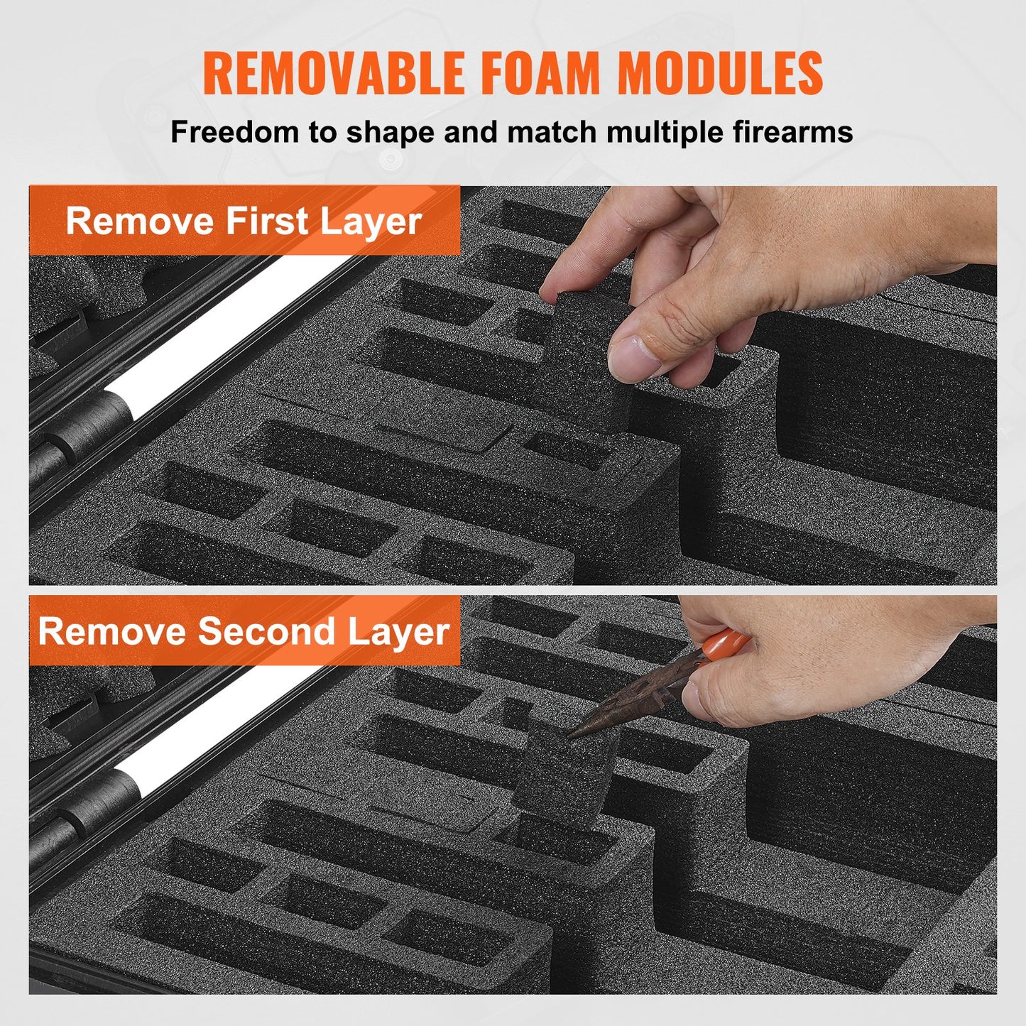 Hartschalenkoffer mit vorgestanztem Innenfutter Abschließbarer Waffenkoffer für 5 Pistolen