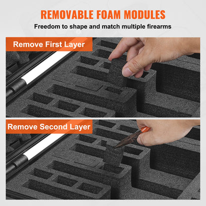 Hartschalenkoffer mit vorgestanztem Innenfutter Abschließbarer Waffenkoffer für 5 Pistolen