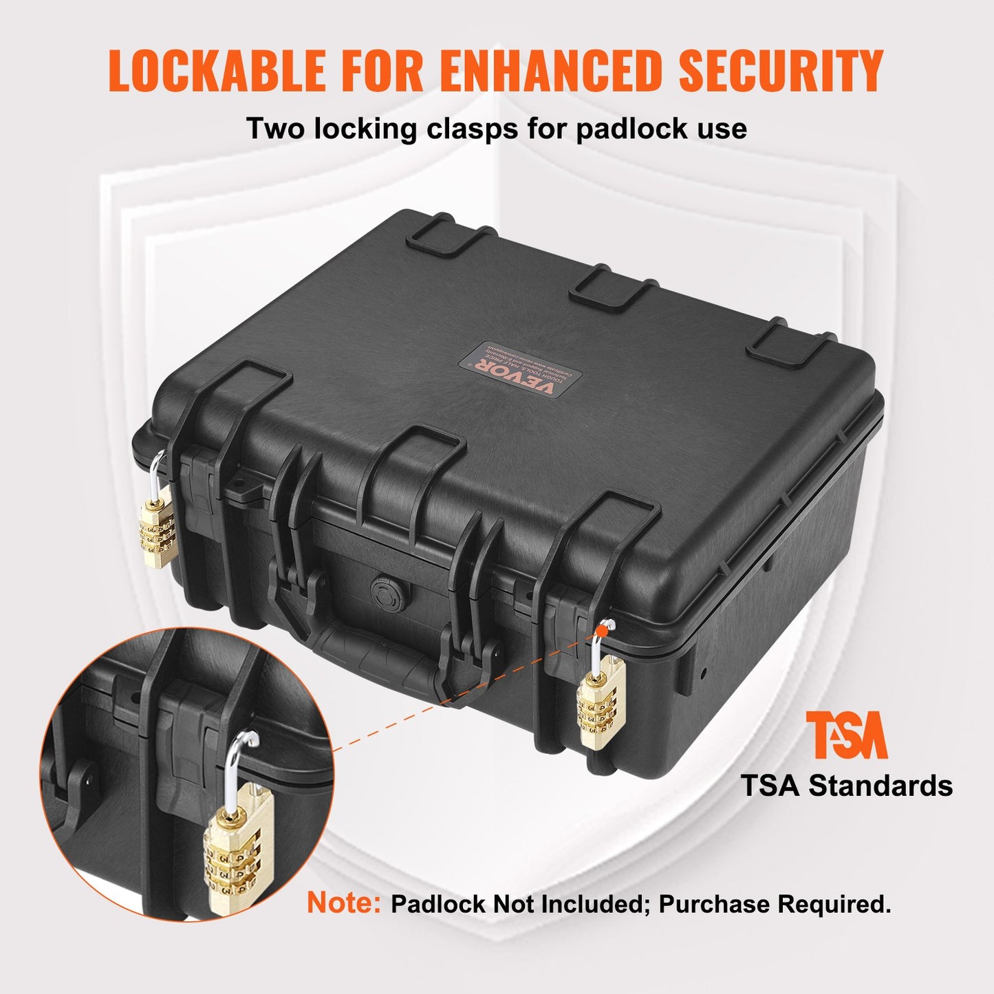 Hard Pistol Cases with Pre-cut PU Foam, Waterproof & Dustproof Hard Gun Case for 1 Pistol, 18.9×16.3×8.5 in Lockable Pistol Case, Black