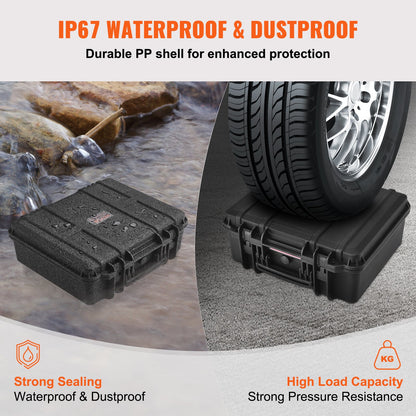 Hard Pistol Cases with Pre-cut PU Foam, Waterproof & Dustproof Hard Gun Case for 1 Pistol, 19.3×17.1×8.3 in Lockable Pistol Case, Black