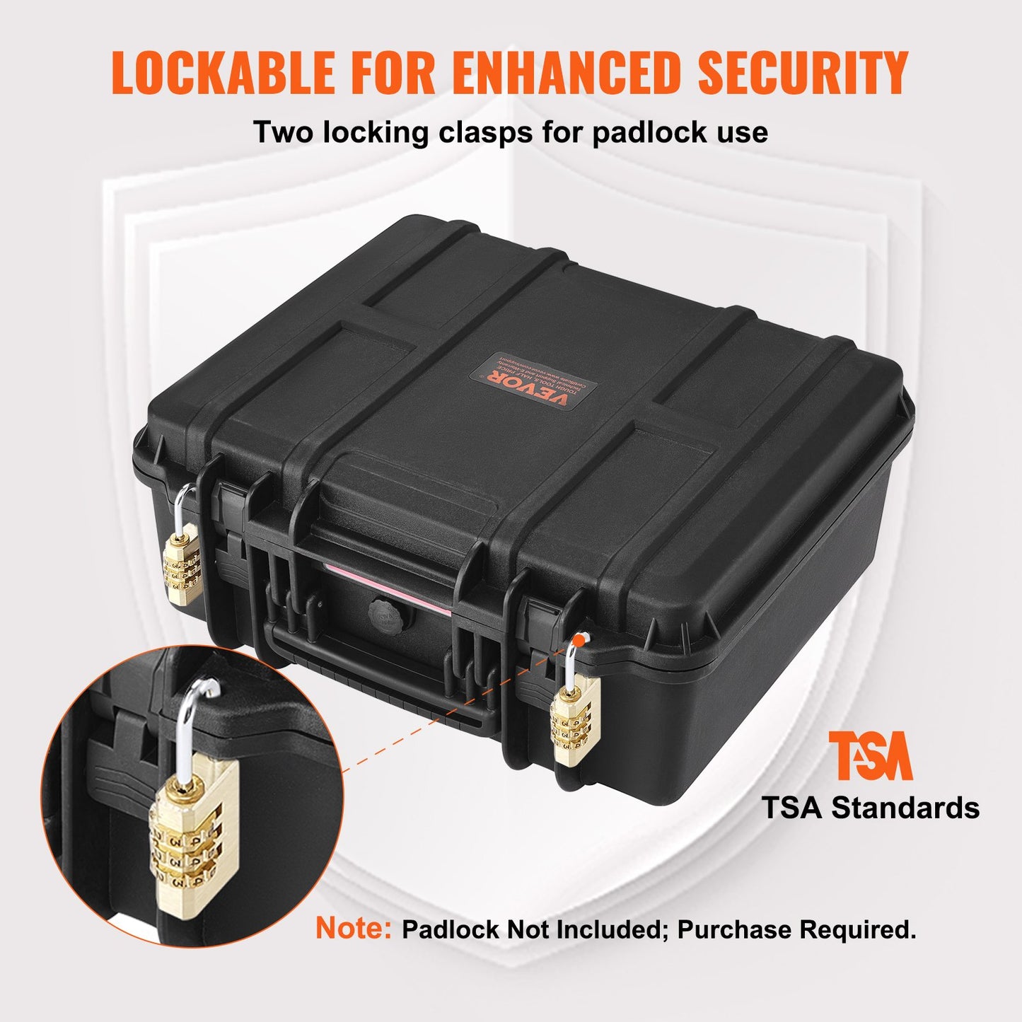 Hard Pistol Cases with Pre-cut PU Foam, Waterproof & Dustproof Hard Gun Case for 1 Pistol, 19.3×17.1×8.3 in Lockable Pistol Case, Black