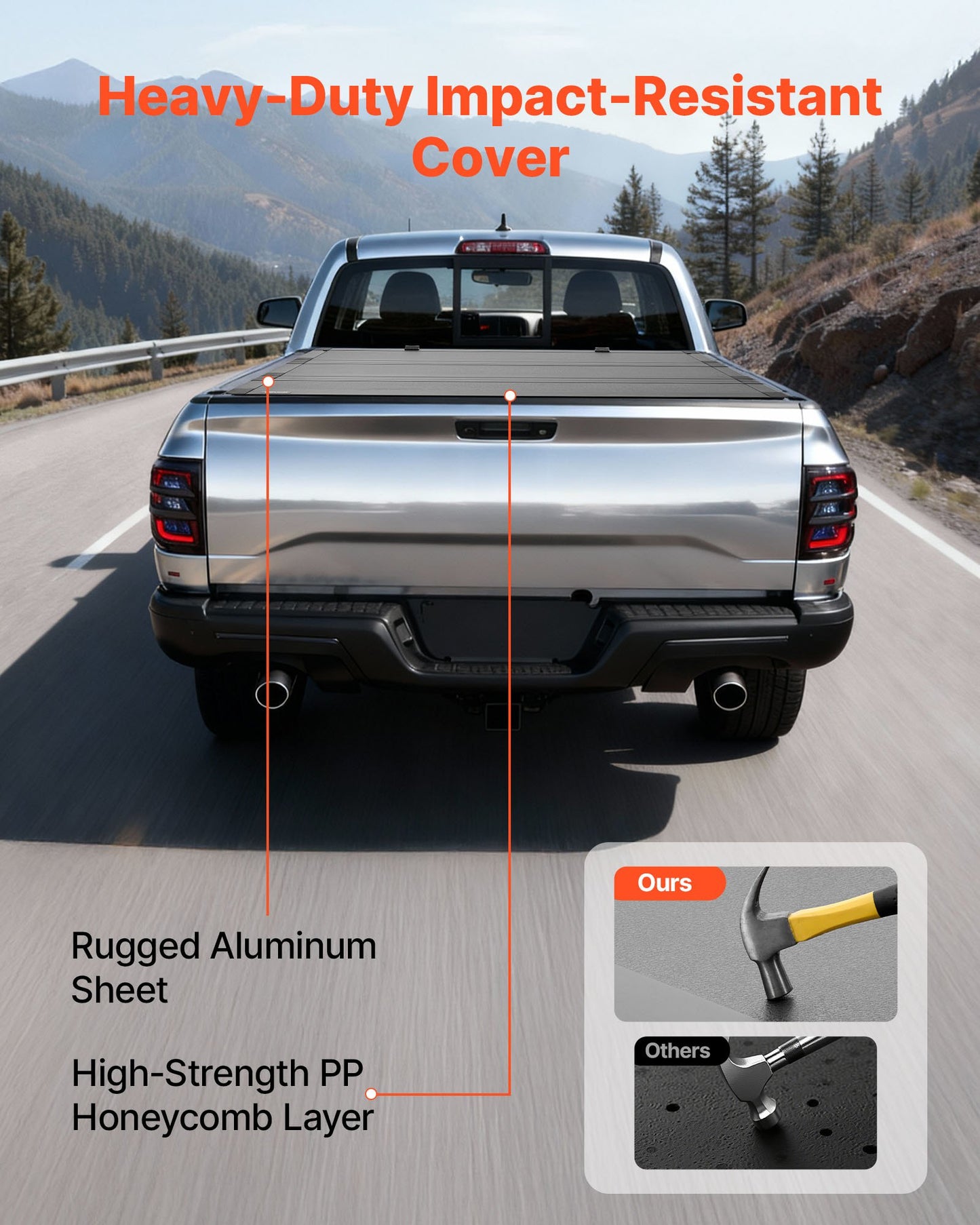 Hard Tri-Fold Truck Bed Tonneau Cover, Compatible with 2019-2025 Dodge Ram 1500 5.6 ft (67.4 in) Bed, Waterproof Low-Profile Hard Folding Truck Tonneau Cover with Aluminum Alloy Support Bar