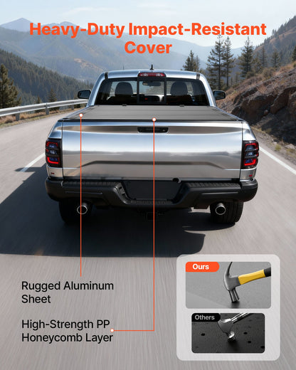 Hard Tri-Fold Truck Bed Tonneau Cover, Compatible with 2019-2025 Dodge Ram 1500 5.6 ft (67.4 in) Bed, Waterproof Low-Profile Hard Folding Truck Tonneau Cover with Aluminum Alloy Support Bar