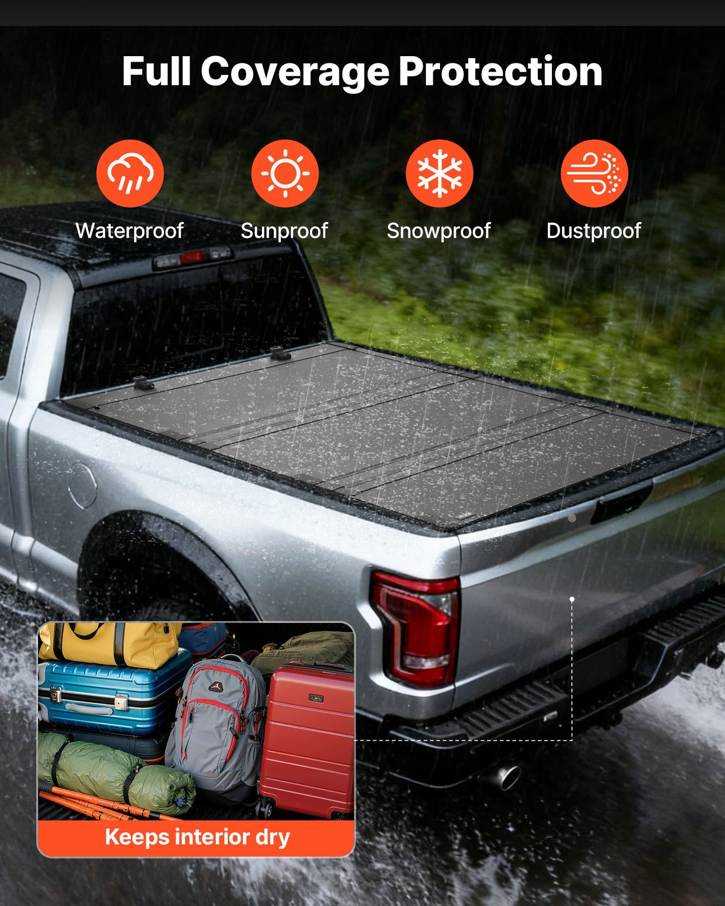 Hard Tri-Fold Truck Bed Tonneau Cover, Compatible with 2019-2025 Dodge Ram 1500 5.6 ft (67.4 in) Bed, Waterproof Low-Profile Hard Folding Truck Tonneau Cover with Aluminum Alloy Support Bar