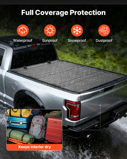 Hard Tri-Fold Truck Bed Tonneau Cover, Compatible with 2019-2025 Dodge Ram 1500 5.6 ft (67.4 in) Bed, Waterproof Low-Profile Hard Folding Truck Tonneau Cover with Aluminum Alloy Support Bar