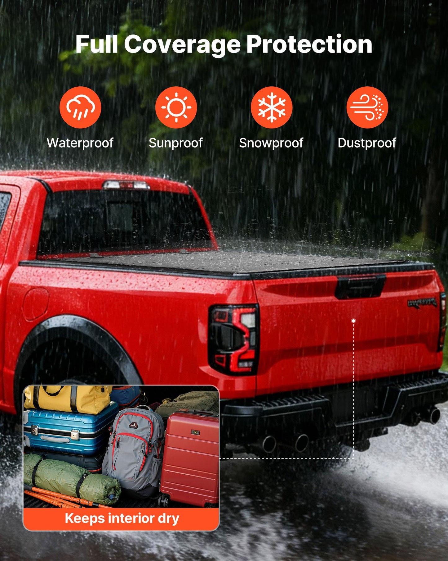 Hard Tri-Fold Truck Bed Tonneau Cover, Compatible with 2022-2025 Ford Maverick 4.5 ft (54.4 in) Bed, Heavy-Duty Waterproof Low-Profile Hard Folding Truck Cover with Aluminum Alloy Support Bar