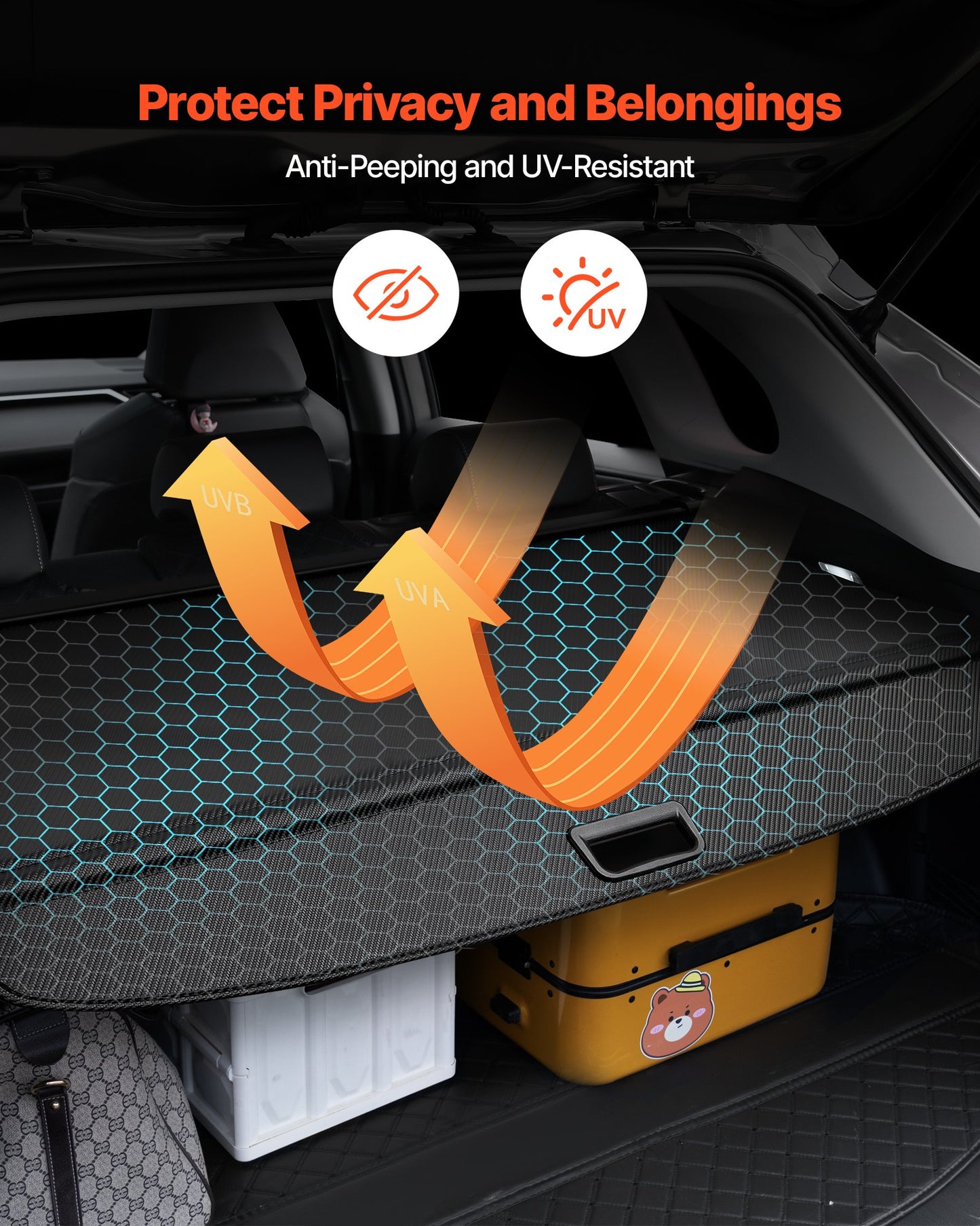 Retractable Cargo Cover, Carbon Fiber Texture Trunk Cover, Anti-Peeping Luggage Privacy Shield, Seamless Fixation Shade, Extended Version for GMC Terrain & Chevrolet Equinox 2018-2024 5-Seater