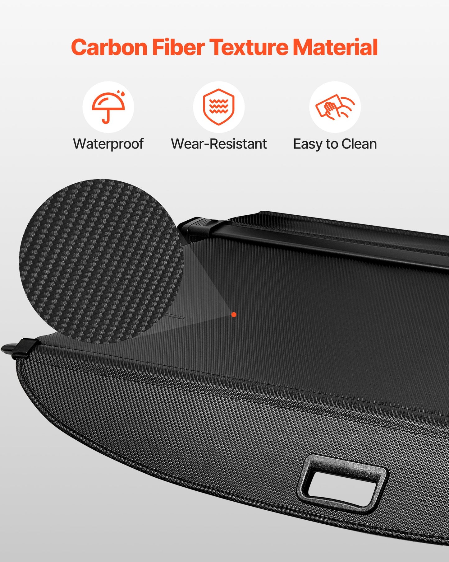 Retractable Cargo Cover, Carbon Fiber Texture Trunk Cover, Anti-Peeping Luggage Privacy Shield, Seamless Fixation Shade, Extended Version for GMC Terrain & Chevrolet Equinox 2018-2024 5-Seater