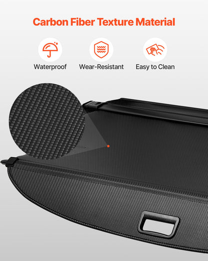 Retractable Cargo Cover, Carbon Fiber Texture Trunk Cover, Anti-Peeping Luggage Privacy Shield, Seamless Fixation Shade, Extended Version for GMC Terrain & Chevrolet Equinox 2018-2024 5-Seater