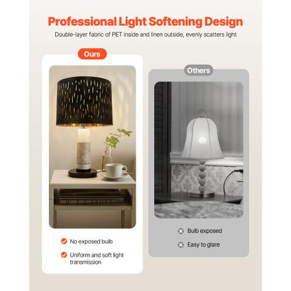 Trumlampskärmar 2-set, 33 cm topp x 33 cm botten x 25 cm hög, mellanstor trumlampskärm med harpa, reservlampskärm för bordslampor, golvlampor och pendellampor, svart ihålig snidad design |  EU