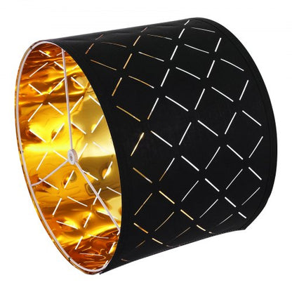 Lampskärmar Trumma 2-set 33 x 33 x 25 cm Rund Lampskärm med Harpa (Svart) |  EU