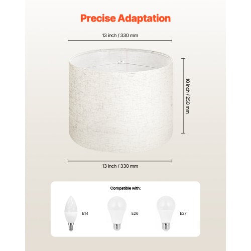 Drum lampshade 33 x 33 x 25 cm Medium round lampshade (light linen) | EU