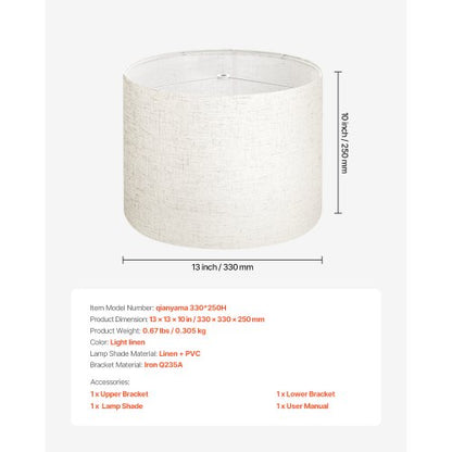 Drum lampshade 33 x 33 x 25 cm Medium round lampshade (light linen) | EU