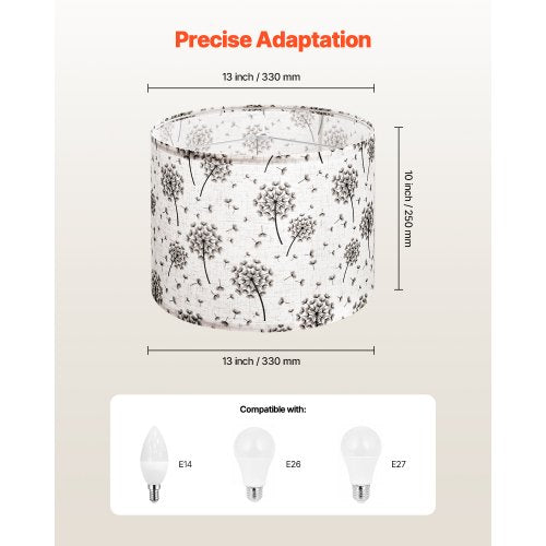 Trommel-Lampenschirme, 2er-Set, 33 x 33 x 25 cm (helles Löwenzahnmuster) | EU
