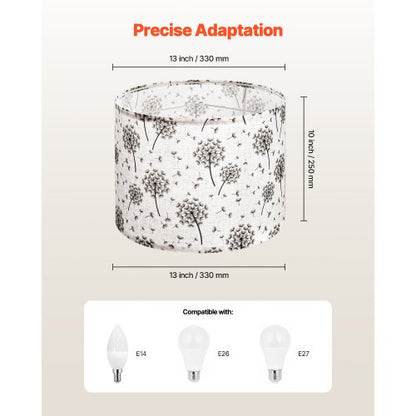 Trommel-Lampenschirme, 2er-Set, 33 x 33 x 25 cm (helles Löwenzahnmuster) | EU