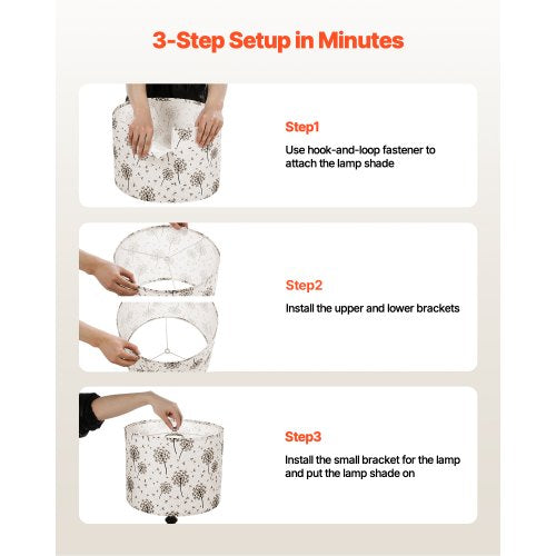 Trommel-Lampenschirme, 2er-Set, 33 x 33 x 25 cm (helles Löwenzahnmuster) | EU