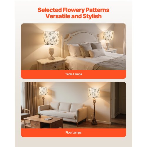 Trommel-Lampenschirme, 2er-Set, 33 x 33 x 25 cm (helles Löwenzahnmuster) | EU