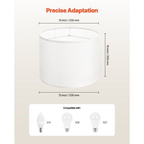 Trommellampenschirm 33 x 33 x 25 cm mittelgroßer runder Lampenschirm (off-white Leinen) | EU
