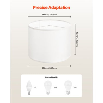 Trommellampenschirm 33 x 33 x 25 cm mittelgroßer runder Lampenschirm (off-white Leinen) | EU