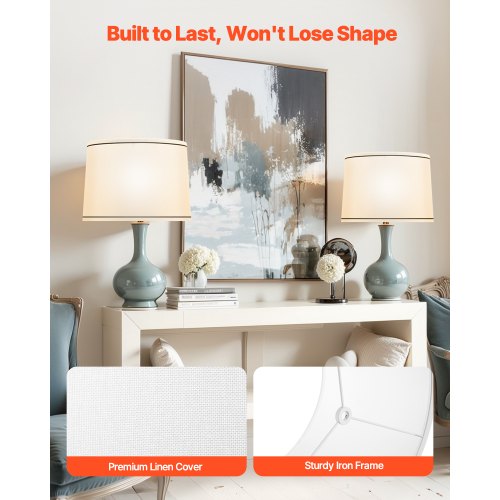 Lampenschirme 2er-Set 28 x 33 x 25 cm Mittlerer Lampenschirm mit Harfe (weiß)