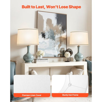 Lampenschirme 2er-Set 28 x 33 x 25 cm Mittlerer Lampenschirm mit Harfe (weiß)