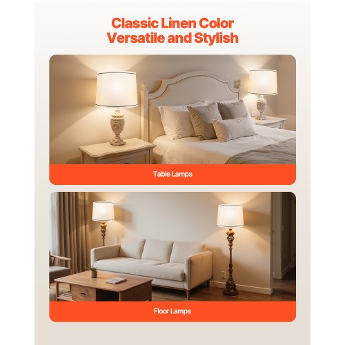 Lampenschirme 2er-Set 28 x 33 x 25 cm Mittlerer Lampenschirm mit Harfe (weiß)