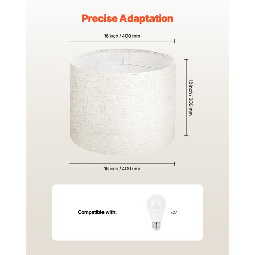Trommel-Lampenschirme, 2er-Set, 40,6 x 40,6 x 30,5 cm, Lampenschirm mit Harfe (helles Leinen) | EU