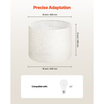 Trommel-Lampenschirme, 2er-Set, 40,6 x 40,6 x 30,5 cm, Lampenschirm mit Harfe (helles Leinen) | EU