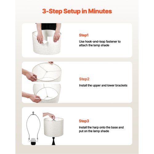 Trommel-Lampenschirme, 2er-Set, 40,6 x 40,6 x 30,5 cm, Lampenschirm mit Harfe (helles Leinen) | EU