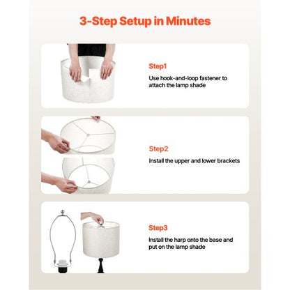 Trommel-Lampenschirme, 2er-Set, 40,6 x 40,6 x 30,5 cm, Lampenschirm mit Harfe (helles Leinen) | EU