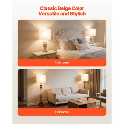 Trommel-Lampenschirme, 2er-Set, 40,6 x 40,6 x 30,5 cm, Lampenschirm mit Harfe (helles Leinen) | EU