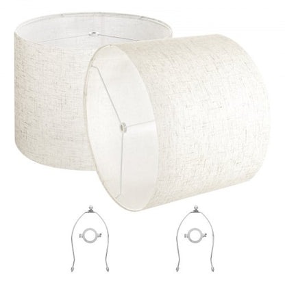 Trommel-Lampenschirme, 2er-Set, 40,6 x 40,6 x 30,5 cm, Lampenschirm mit Harfe (helles Leinen) | EU