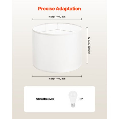 Trommel-Lampenschirme, 2er-Set, 40,6 x 40,6 x 30,5 cm, Lampenschirm mit Harfe (cremefarben)