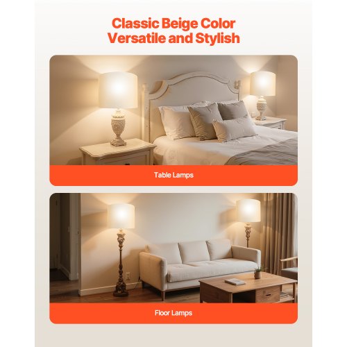 Trommel-Lampenschirme, 2er-Set, 40,6 x 40,6 x 30,5 cm, Lampenschirm mit Harfe (cremefarben)