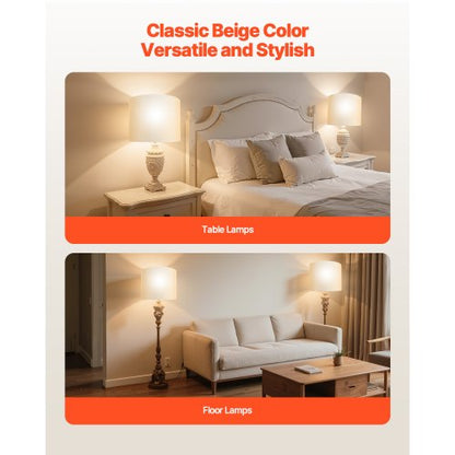 Trommel-Lampenschirme, 2er-Set, 40,6 x 40,6 x 30,5 cm, Lampenschirm mit Harfe (cremefarben)