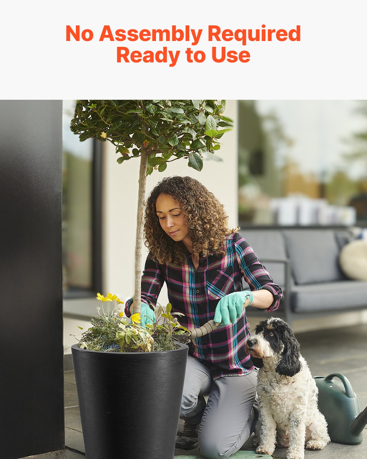 Hohes Pflanzgefäß-Set mit 2 runden, konischen Blumentöpfen, 61 cm, für den Innen- und Außenbereich