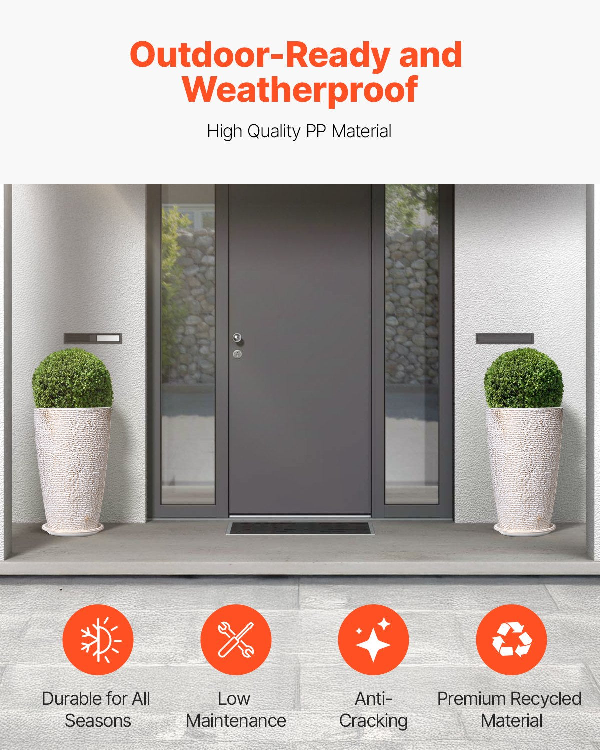 Tall Planter Set med 2 runda avsmalnande växtkrukor 21 in för utomhus inomhus