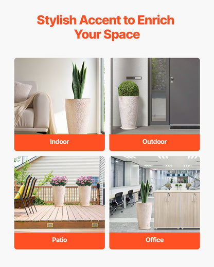 Tall Planter Set med 2 runda avsmalnande växtkrukor 21 in för utomhus inomhus