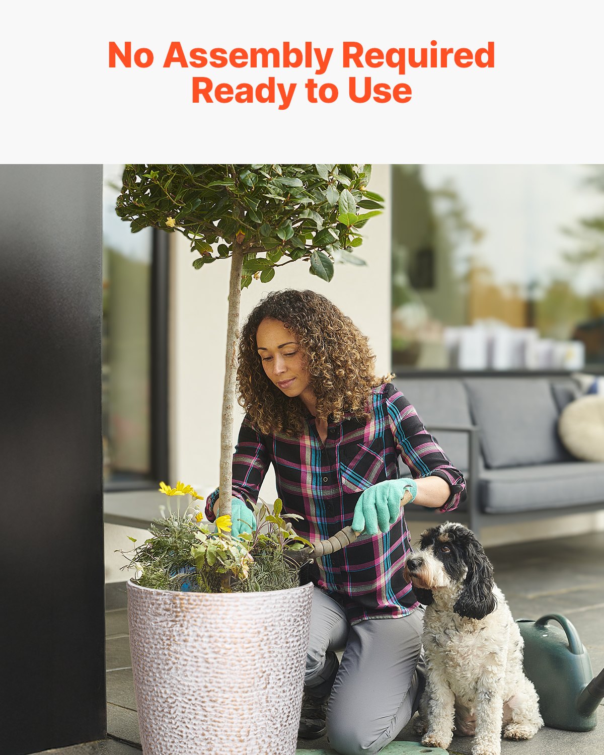 Tall Planter Set med 2 runda avsmalnande växtkrukor 21 in för utomhus inomhus