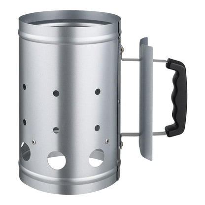 Charcoal Chimney Starter, 4 lbs Large Capacity Coal Fireplace, Heavy Duty BBQ Steel Chimney Starter for Charcoal Grill and Barbecues, Compact On-the-Go Carbon Lighter and BBQ Grill Tool, Silver