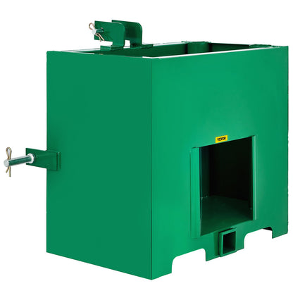 3-punkts ballastlåda, 800lbs kapacitet Hitch Ballast Box, Standard 2 tums kopplingsmottagare, traktorballastlåda med 5cu.ft volym, Heavy Duty Stål, Passar Kategori 1 traktortillbehör, Grön