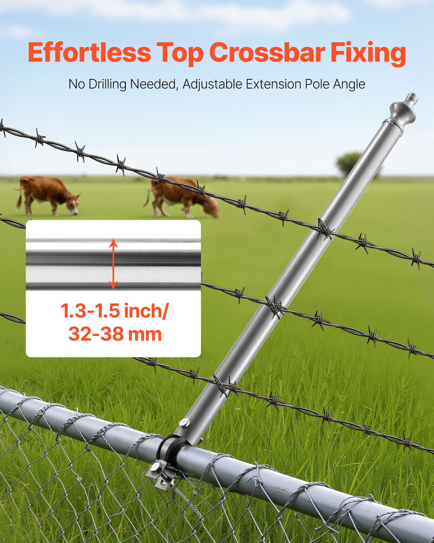 Chain Link Fence Extensions, 18 Packs 27.4" Extension Height, Galvanized Post Extender for 1.3" to 1.5" Top of Fence, U Bracket, Barbed Wire Extend Arm for Privacy, Prevent Dogs Jumping Out