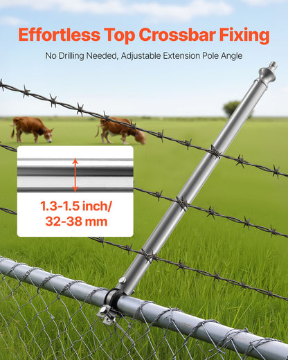 Chain Link Fence Extensions, 18 Packs 27.4" Extension Height, Galvanized Post Extender for 1.3" to 1.5" Top of Fence, U Bracket, Barbed Wire Extend Arm for Privacy, Prevent Dogs Jumping Out