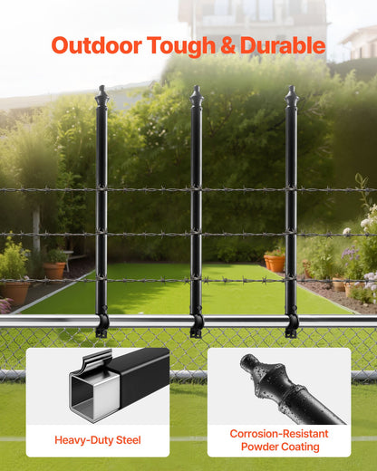 Chain Link Fence Extensions, 9 Packs 27.4" Extension Height, Galvanized Post Extender for 1.3" to 1.5" Top of Fence, U Bracket, Barbed Wire Extend Arm for Privacy, Prevent Dogs Jumping Out