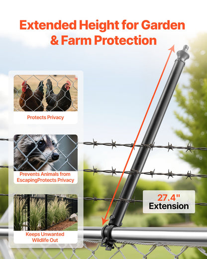 Chain Link Fence Extensions, 9 Packs 27.4" Extension Height, Galvanized Post Extender for 1.3" to 1.5" Top of Fence, U Bracket, Barbed Wire Extend Arm for Privacy, Prevent Dogs Jumping Out
