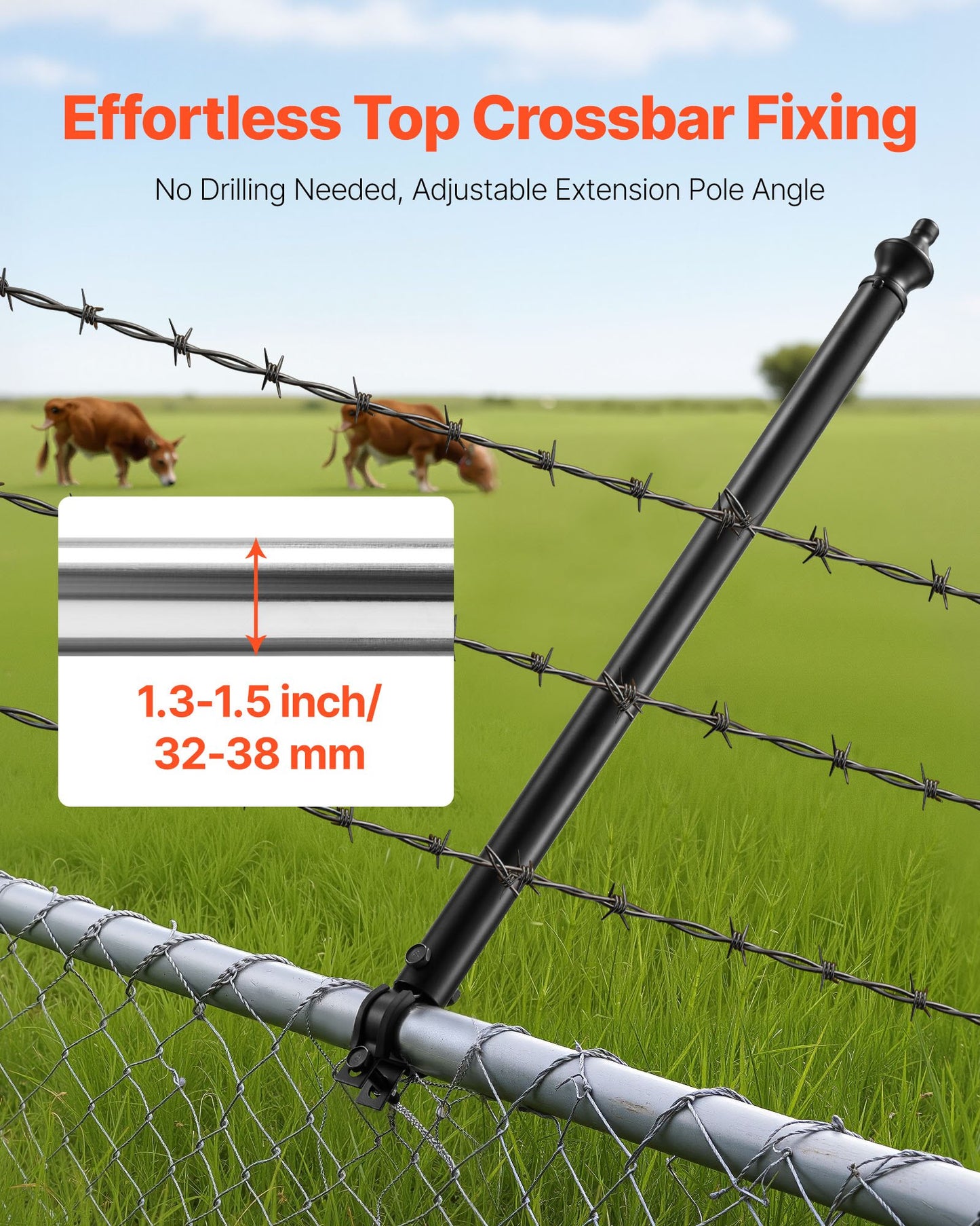 Chain Link Fence Extensions, 9 Packs 27.4" Extension Height, Galvanized Post Extender for 1.3" to 1.5" Top of Fence, U Bracket, Barbed Wire Extend Arm for Privacy, Prevent Dogs Jumping Out